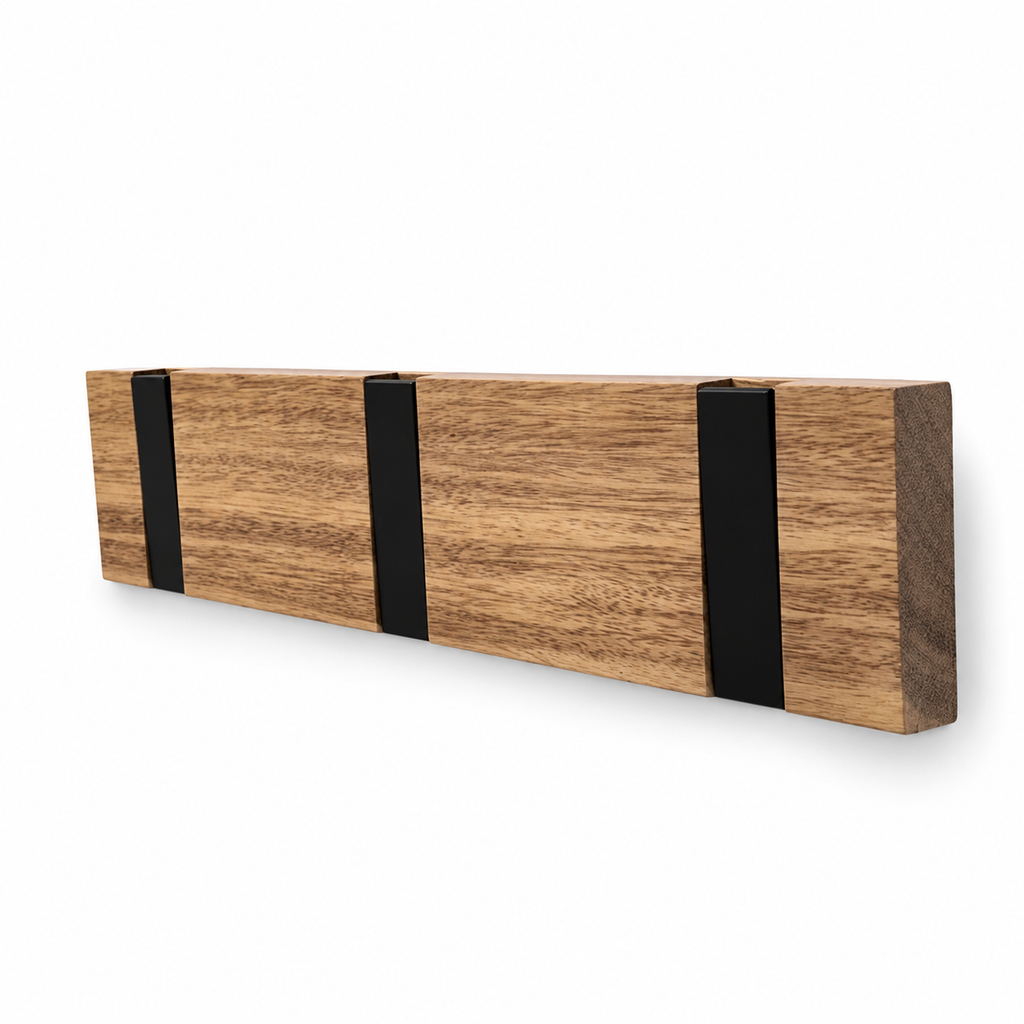 Collapsible Wood & Metal 3-Hook Rack