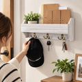 Wooden Wall Key Rack with 3 Double Hooks