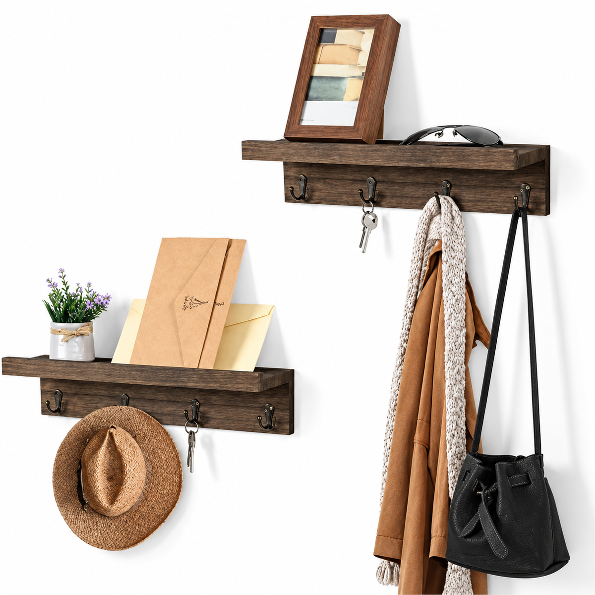 Espresso Wall Coat Hooks – Set of 2