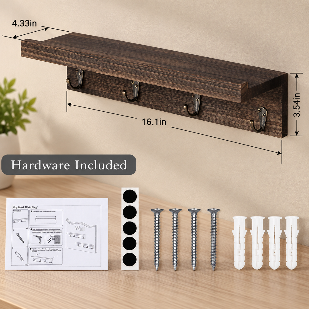Espresso Wall Coat Hooks – Set of 2
