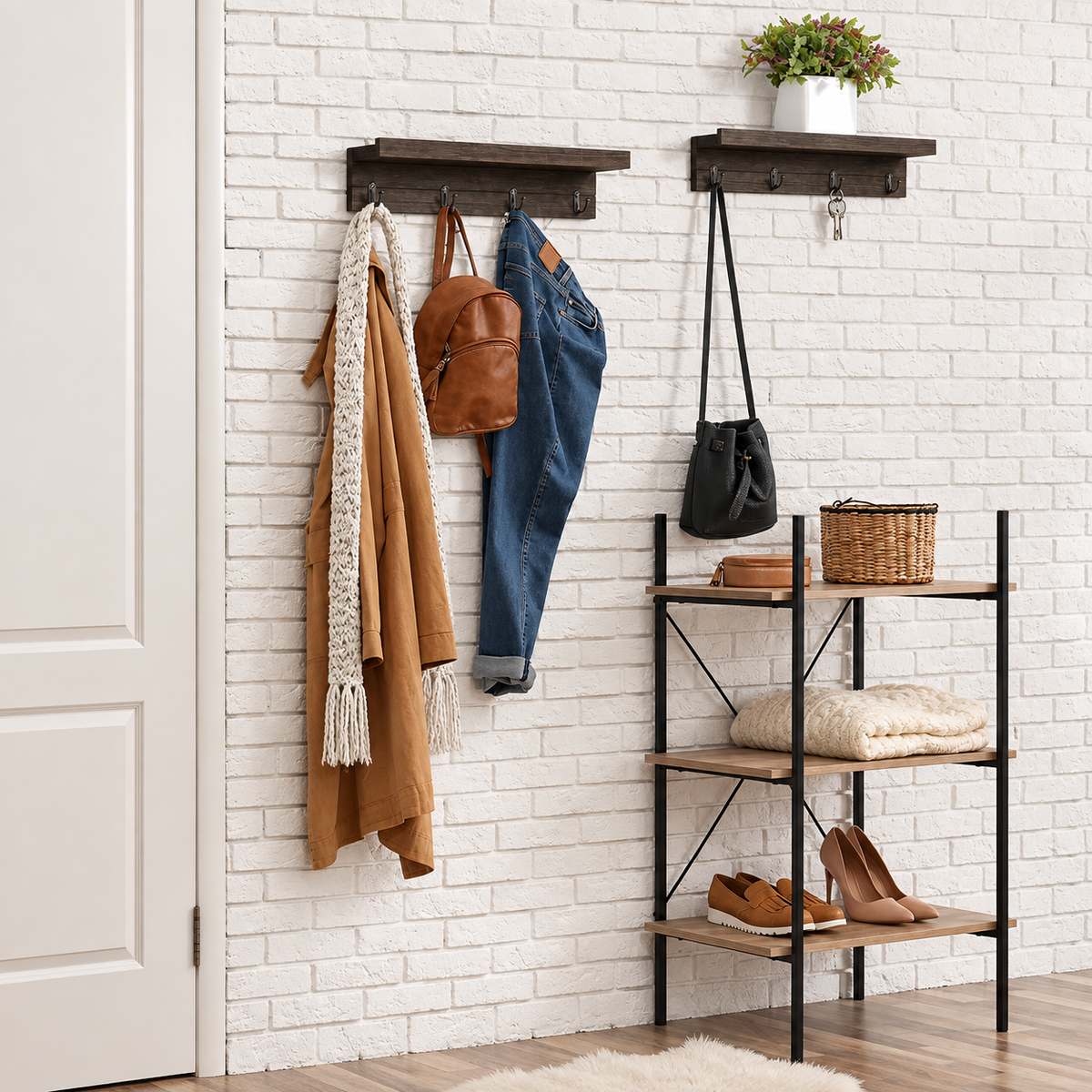 Espresso Wall Coat Hooks – Set of 2