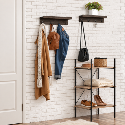 Espresso Wall Coat Hooks – Set of 2