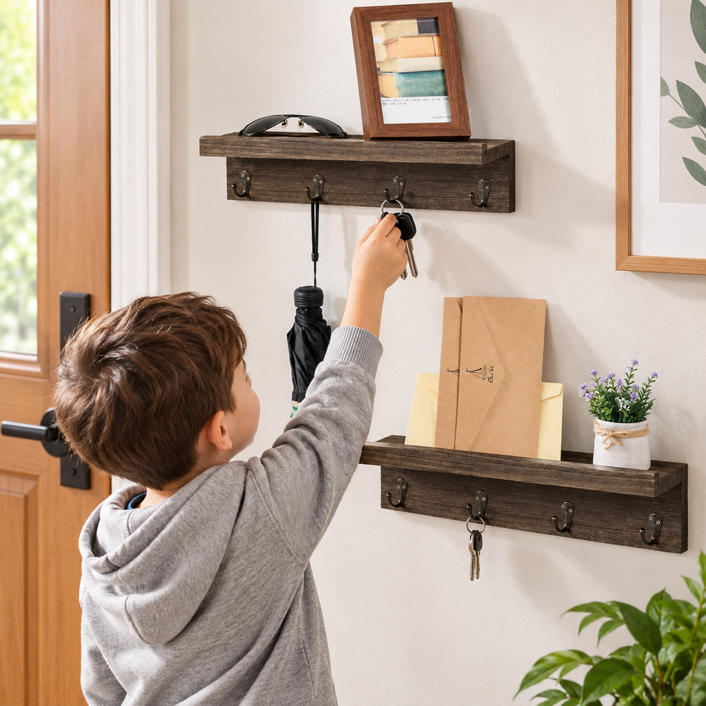 Espresso Wall Coat Hooks – Set of 2