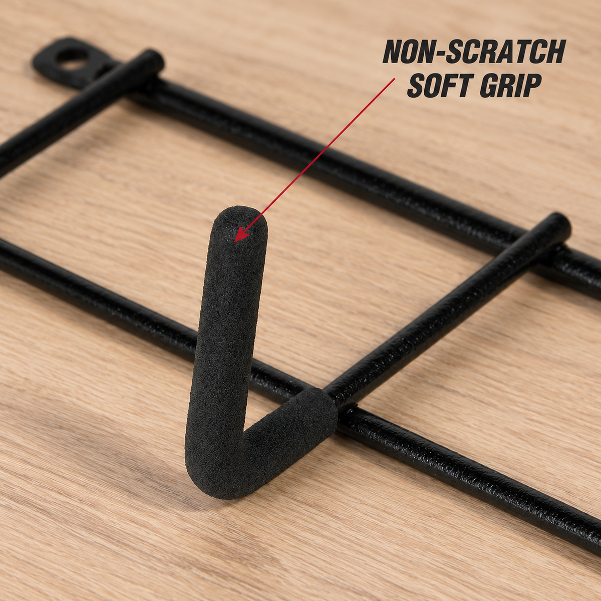 Black Steel 6-Hook Wall Rack